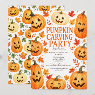 Pumpkin Carving Halloween Party Invitation