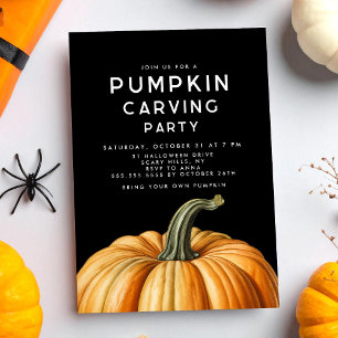 Pumpkin carving invitation for Halloween party 