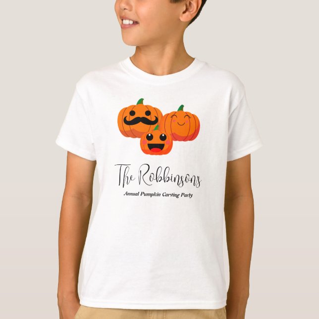Pumpkin carving party Family Matching T-Shirt (Front)