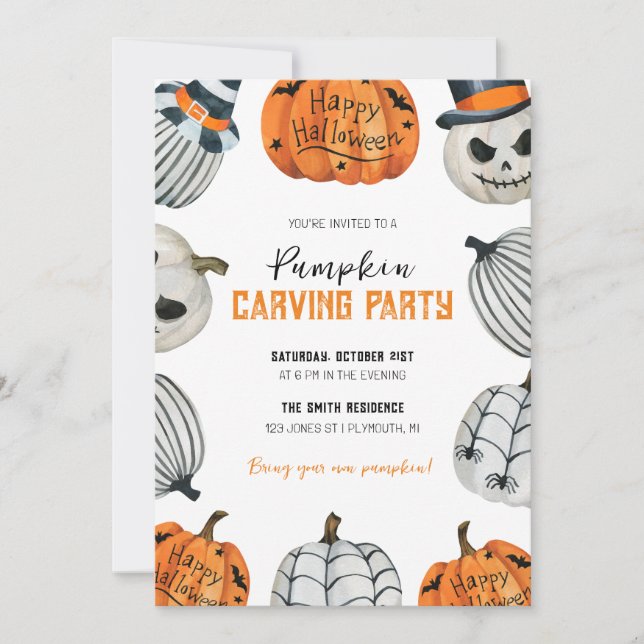 Pumpkin Carving Party Halloween Invitation (Front)