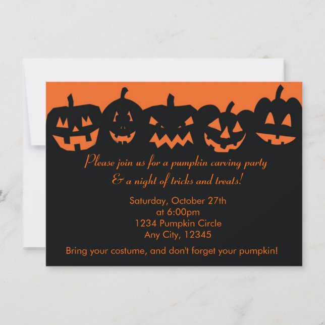 Pumpkin Carving Party Halloween Invitations (Front)