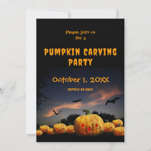 Pumpkin Carving Party halloween Pumpkins bats Holiday Card