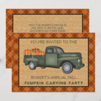 Pumpkin Carving Party Halloween Vintage Farm Truck