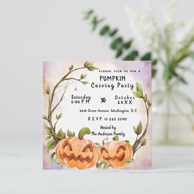 Pumpkin Carving Party Invitation (Standing Front)