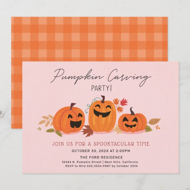 Pumpkin Carving Party Invitation Halloween (Front/Back)