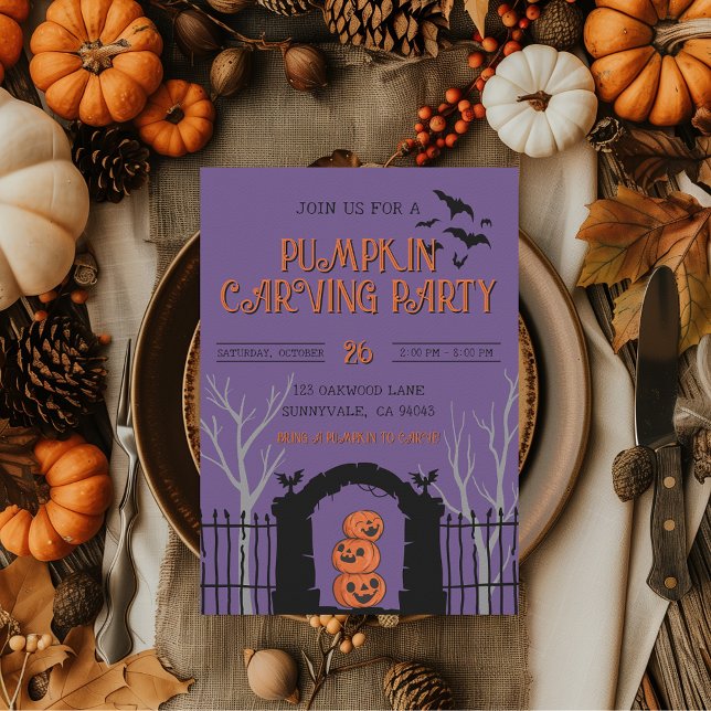 Pumpkin Carving Party Spooky Autumn  Invitation (Pumpkin Carving Party Invitation)