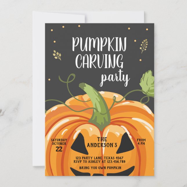 Pumpkin Carving Party Spooky Halloween Birthday Invitation (Front)