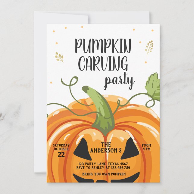 Pumpkin Carving Party Spooky Halloween Birthday Invitation (Front)