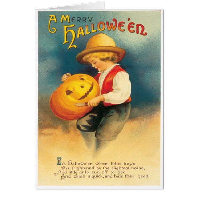 Pumpkin Carving Vintage Card (Front)