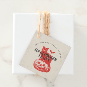 Pumpkin Cat Bat Orange Red Vintage Halloween Party Favour Tags