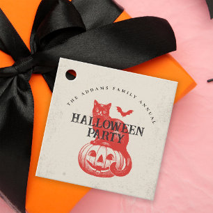 Pumpkin Cat Bat Orange Red Vintage Halloween Party Favour Tags