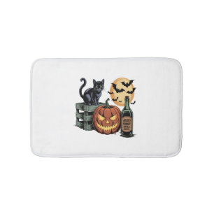 Pumpkin Cat Beer Halloween Bath Mat