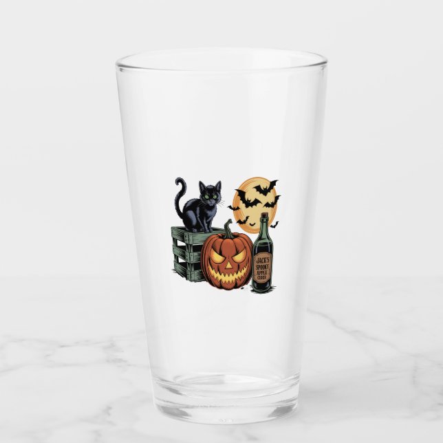 Pumpkin Cat Beer Halloween Glass (Front)