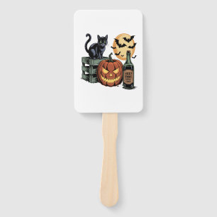 Pumpkin Cat Beer Halloween Hand Fan