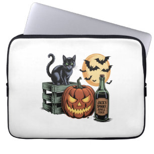 Pumpkin Cat Beer Halloween Laptop Sleeve