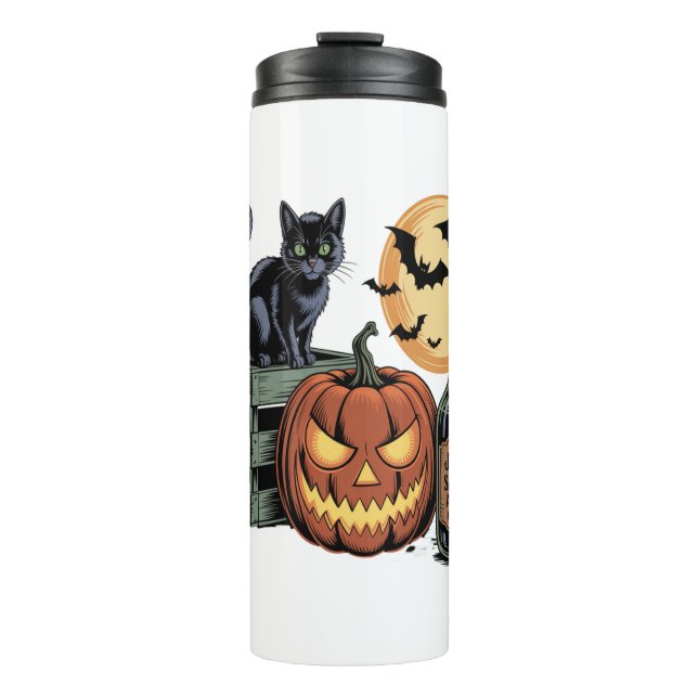 Pumpkin Cat Beer Halloween Thermal Tumbler (Front)