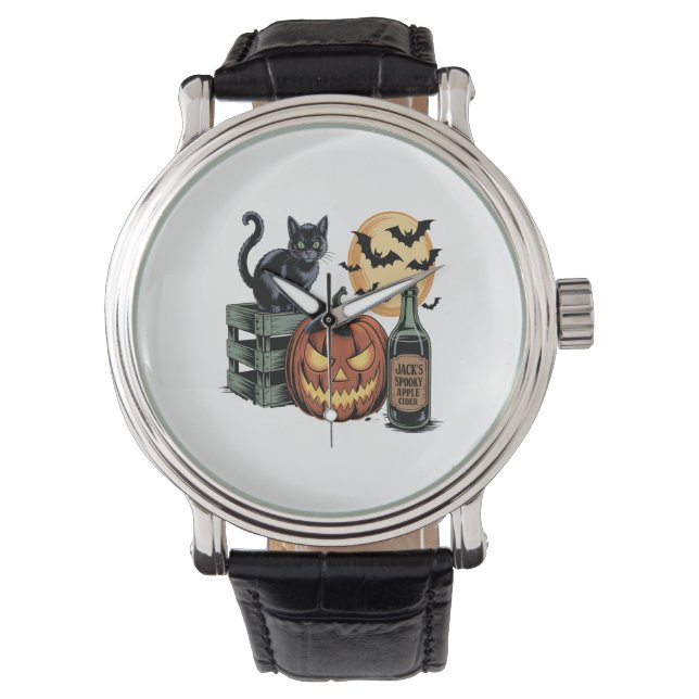 Pumpkin Cat Beer Halloween Watch (Front)