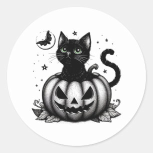 Pumpkin Cat Classic Round Sticker