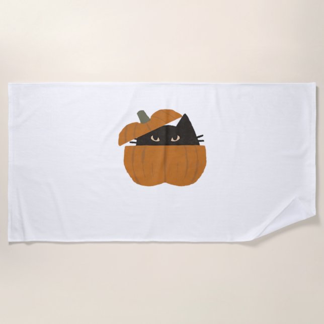 Pumpkin cat Classic T-Shirt_1 Beach Towel (Front)
