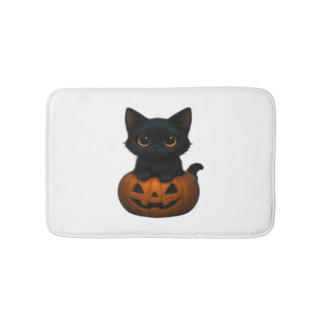 Pumpkin Cat – Cute Spooky Halloween Shirt for Cat  Bath Mat (Front)