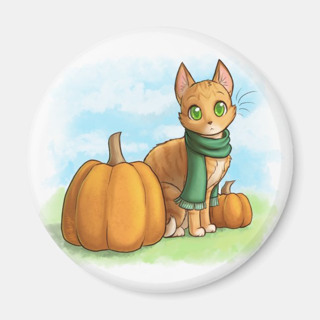 Pumpkin Cat Magnet (Front)