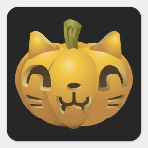 Pumpkin Cat Square Sticker