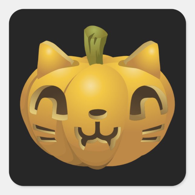 Pumpkin Cat Square Sticker (Front)