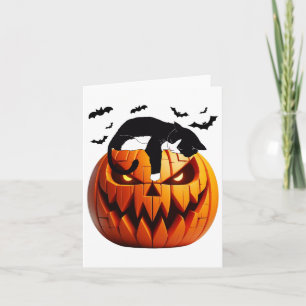 Pumpkin Cat Tuxedo Halloween Bring Excitement For Card