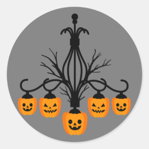 Pumpkin chandelier Halloween gothic Classic Round Sticker