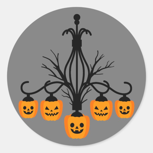 Pumpkin chandelier Halloween gothic Classic Round Sticker (Front)