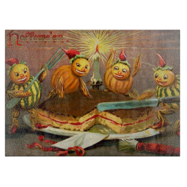 Pumpkin Characters Cutting Cake Cutting Board (Front)