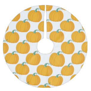 Pumpkin Charm: Vintage Hand-Drawn Pattern. Brushed Polyester Tree Skirt