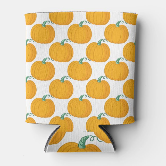 Pumpkin Charm: Vintage Hand-Drawn Pattern. Can Cooler (Front)