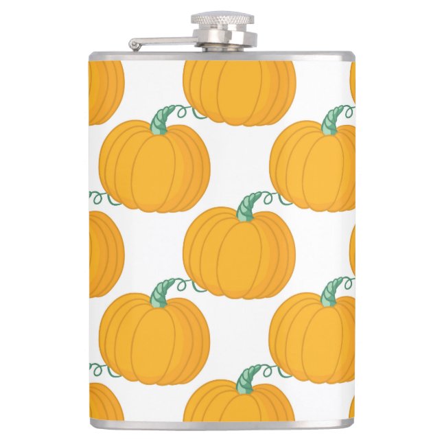 Pumpkin Charm: Vintage Hand-Drawn Pattern. Hip Flask (Front)