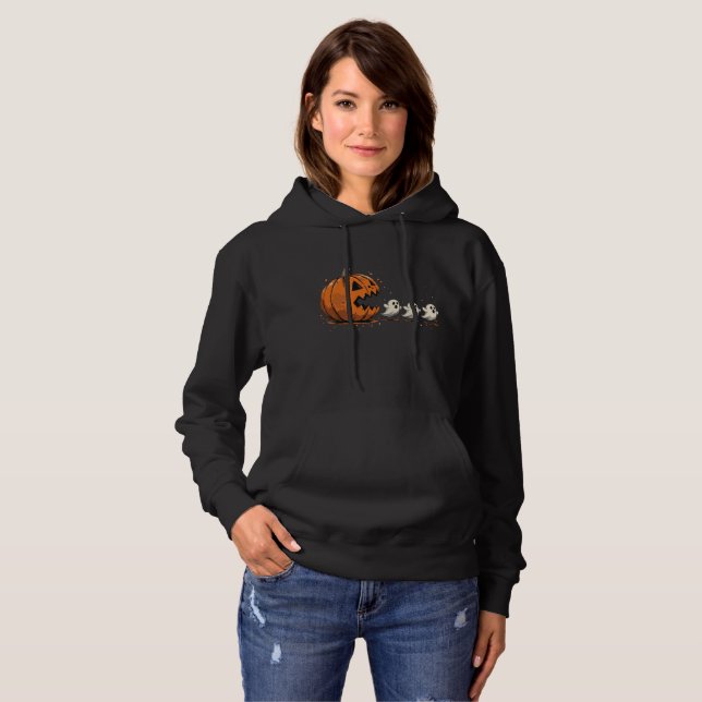 “Pumpkin Chasing Ghosts” Halloween Hoodie (Front Full)