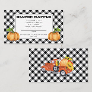 Pumpkin Checks Shower Diaper Raffle Enclosure Card