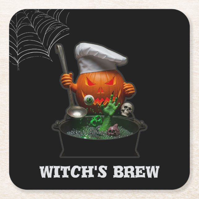 Pumpkin Chef Halloween Coasters – Spooky Cauldron  (Front)