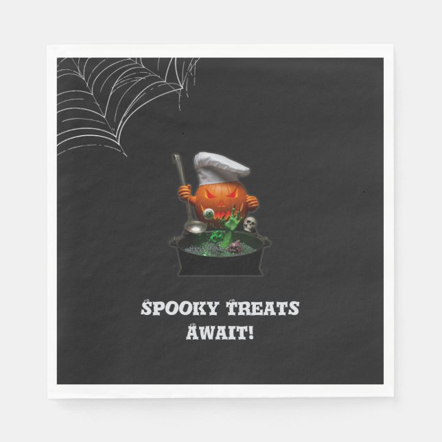 Pumpkin Chef Halloween Party – Spooky Cauldron Napkin (Front)