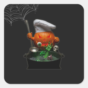 Pumpkin Chef Halloween Party – Spooky Touch Square Sticker