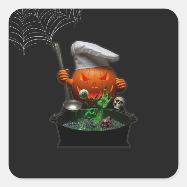 Pumpkin Chef Halloween Party – Spooky Touch Square Sticker (Front)
