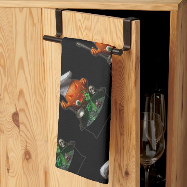 Pumpkin Chef Halloween – Spooky Cauldron design Tea Towel (Thirds Fold)