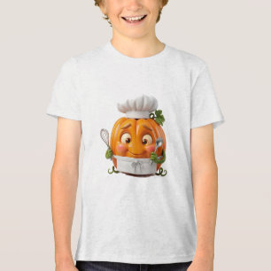 Pumpkin Chef Watercolor Cute Halloween Cooking Pum Tri-Blend Shirt