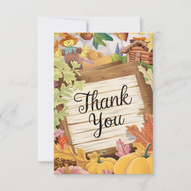 Pumpkin Chestnut Autumn Fall Thank You Card (Front)