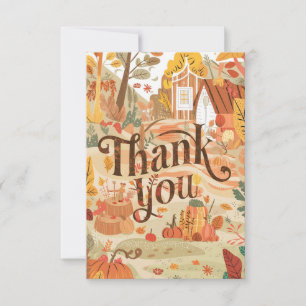 Pumpkin Chestnut Autumn Fall Thank You Card
