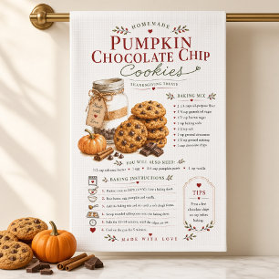 Pumpkin Chocolate Chip Cookies Recipe Thanksgiving Tea Towel