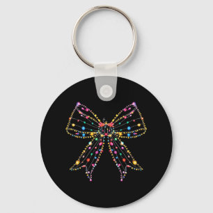 Pumpkin Christmas Light Coquette Bow Key Ring