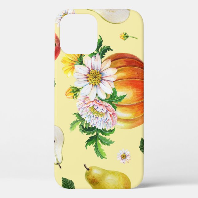 Pumpkin, chrysanthemum: autumn fruit illustration. Case-Mate iPhone case (Back)
