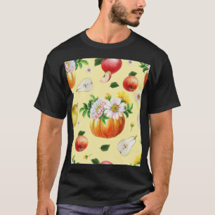 Pumpkin, chrysanthemum: autumn fruit illustration. T-Shirt