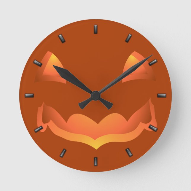 Pumpkin Clock Halloween Jack-O-Lantern Wall Clock (Front)