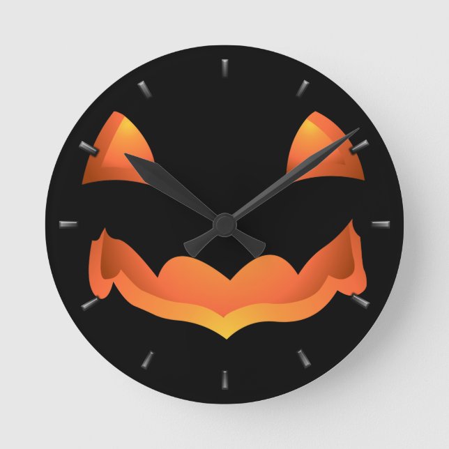 Pumpkin Clock Halloween Jack-O-Lantern Wall Clock (Front)
